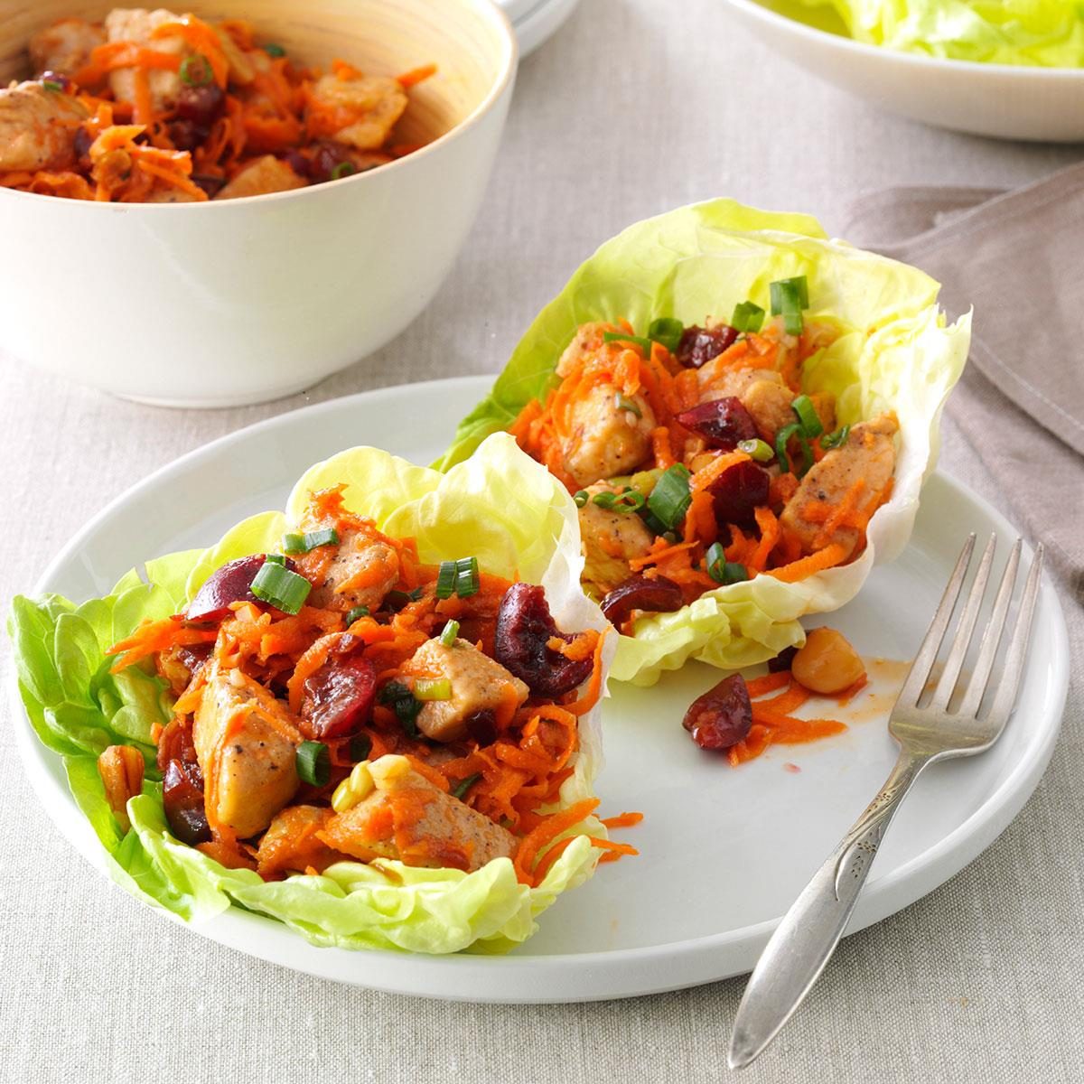 Cherry Chicken Lettuce Wraps