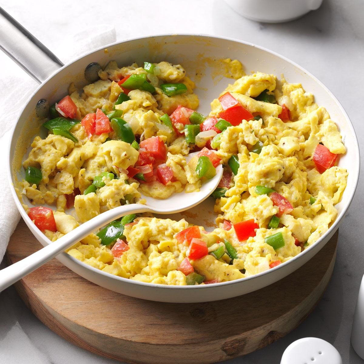 Calico Scrambled Eggs in a Skillet