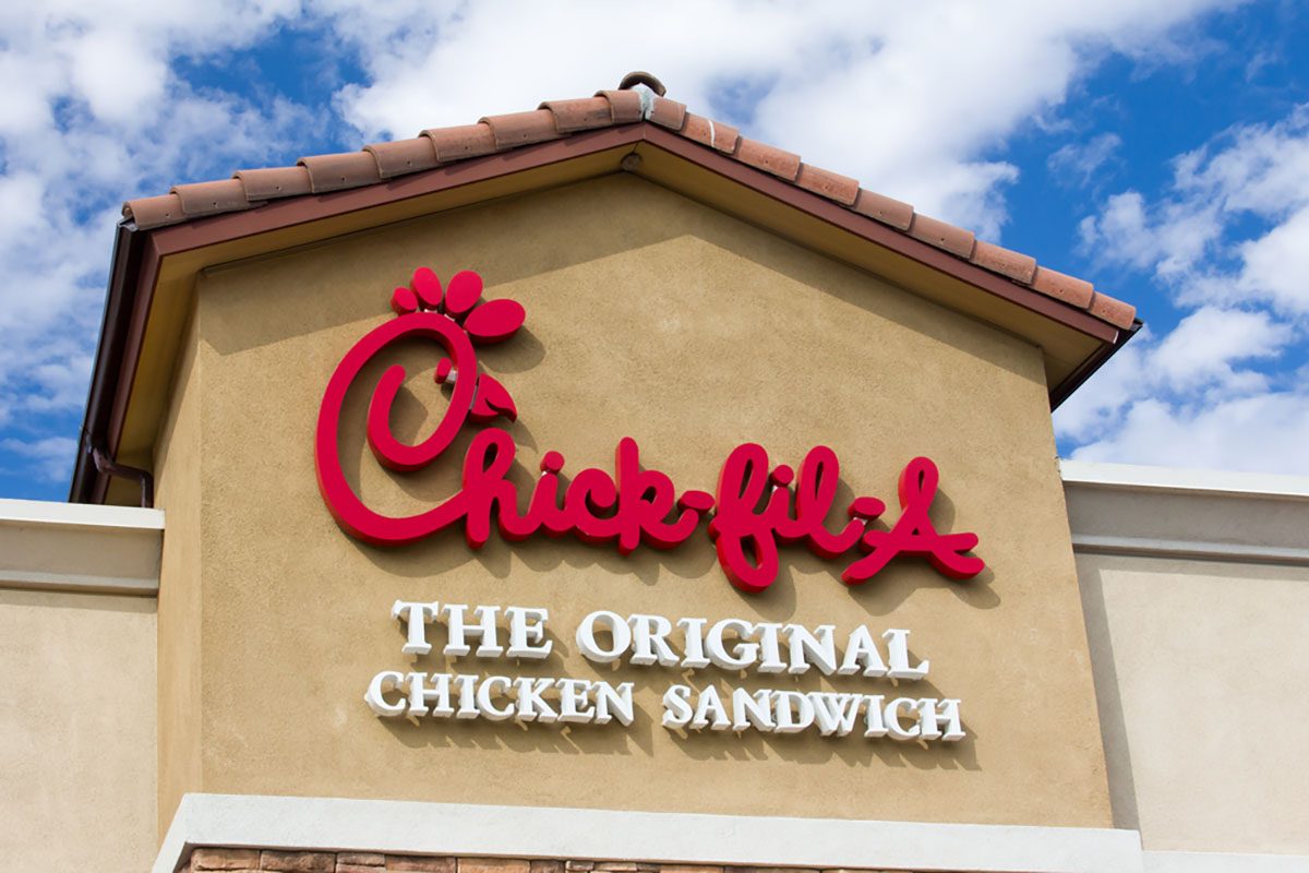 Chick-fil-A restaurant exterior.