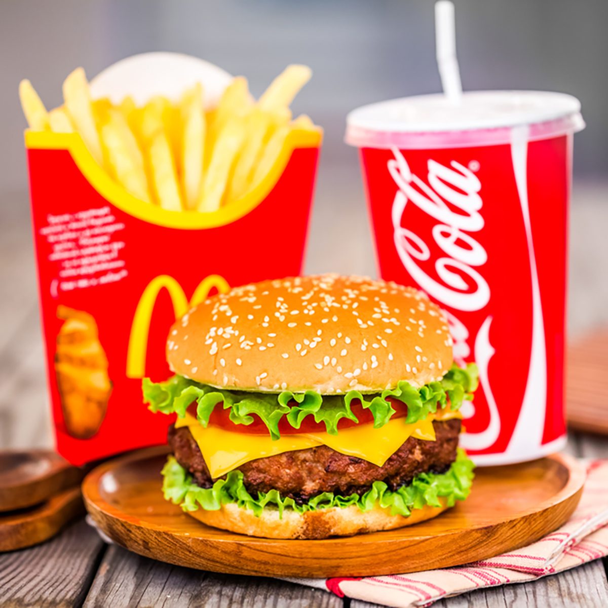 MOSCOW, RUSSIA-October 6, 2014: McDonald's food. McDonald's Corporation is the world's largest chain of hamburger fast food restaurants, serving around 68 million customers daily in 119 countries