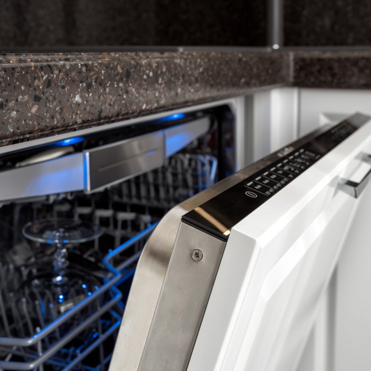 Modern dishwasher in the kitchen interior. 