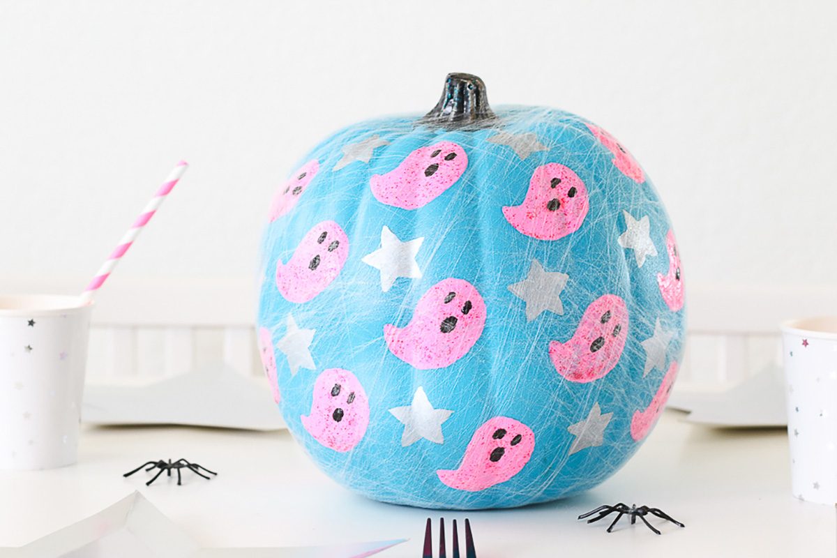 Ghost And Stars Painted Pumpkin