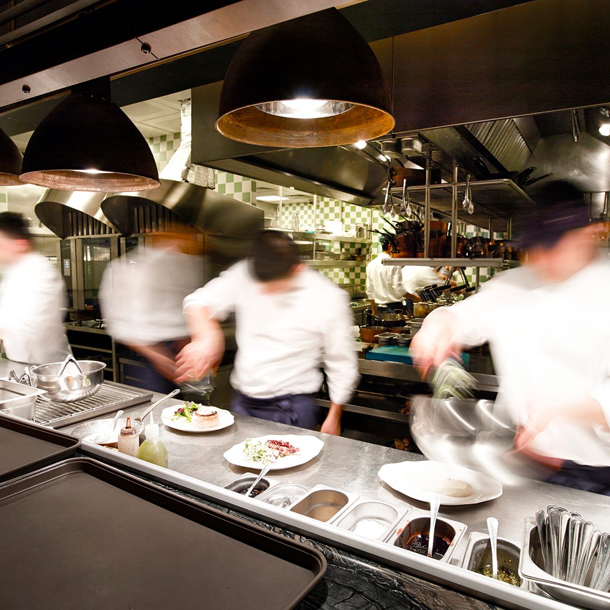 Overly busy restaurant kitchen