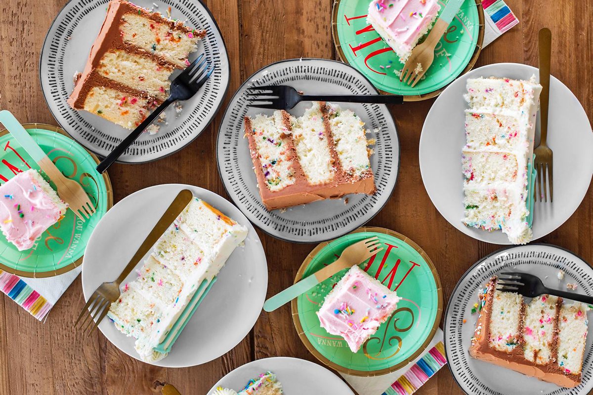 cut cakes on table