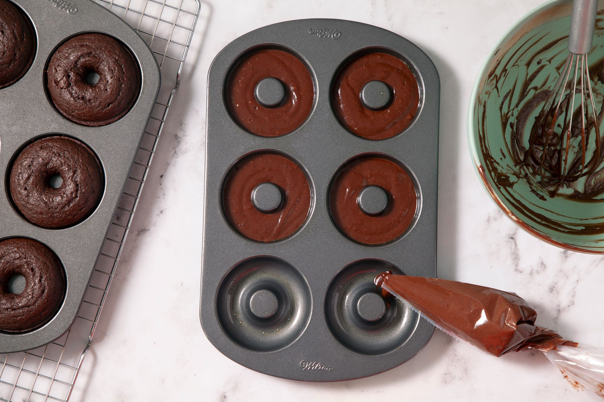 Pipe the doughnuts