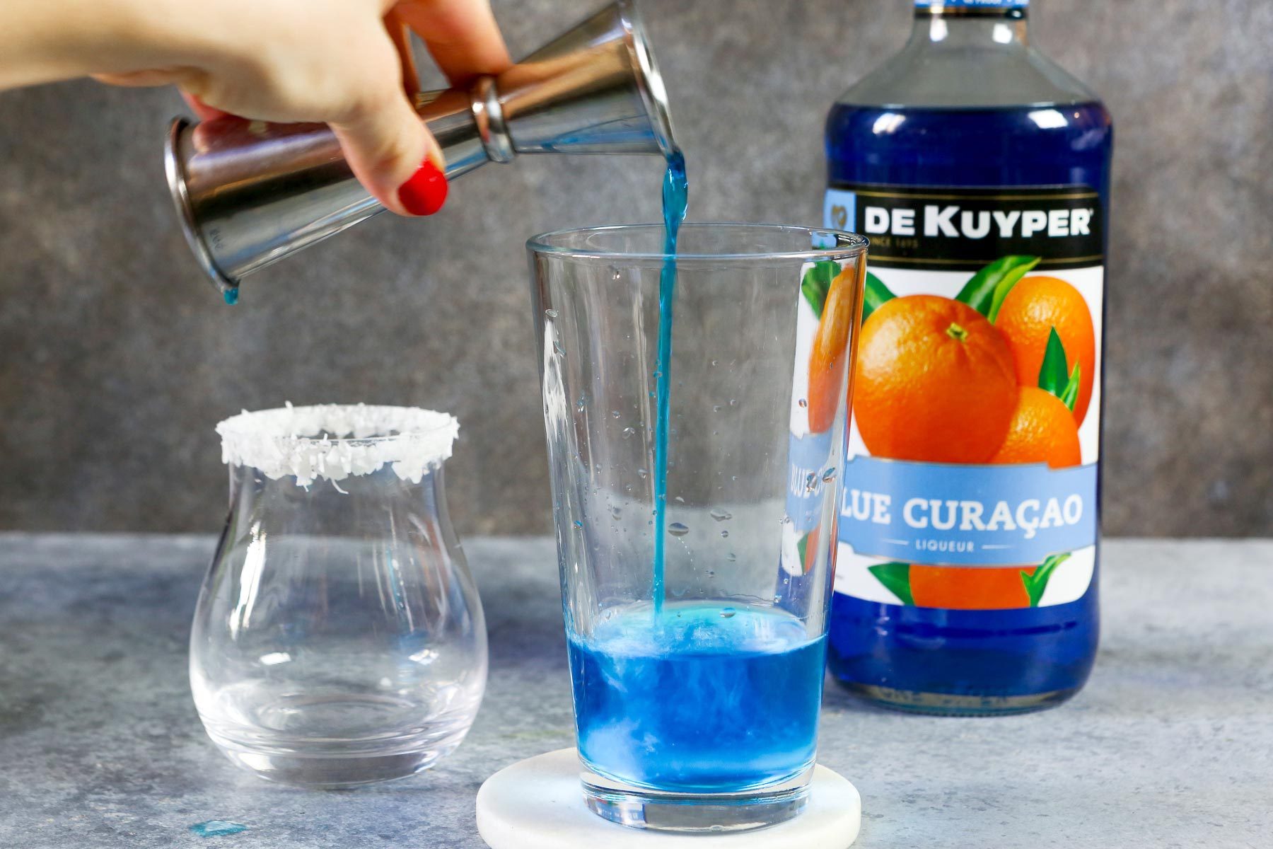 mixing ingredients for Jack Frost Cocktail 