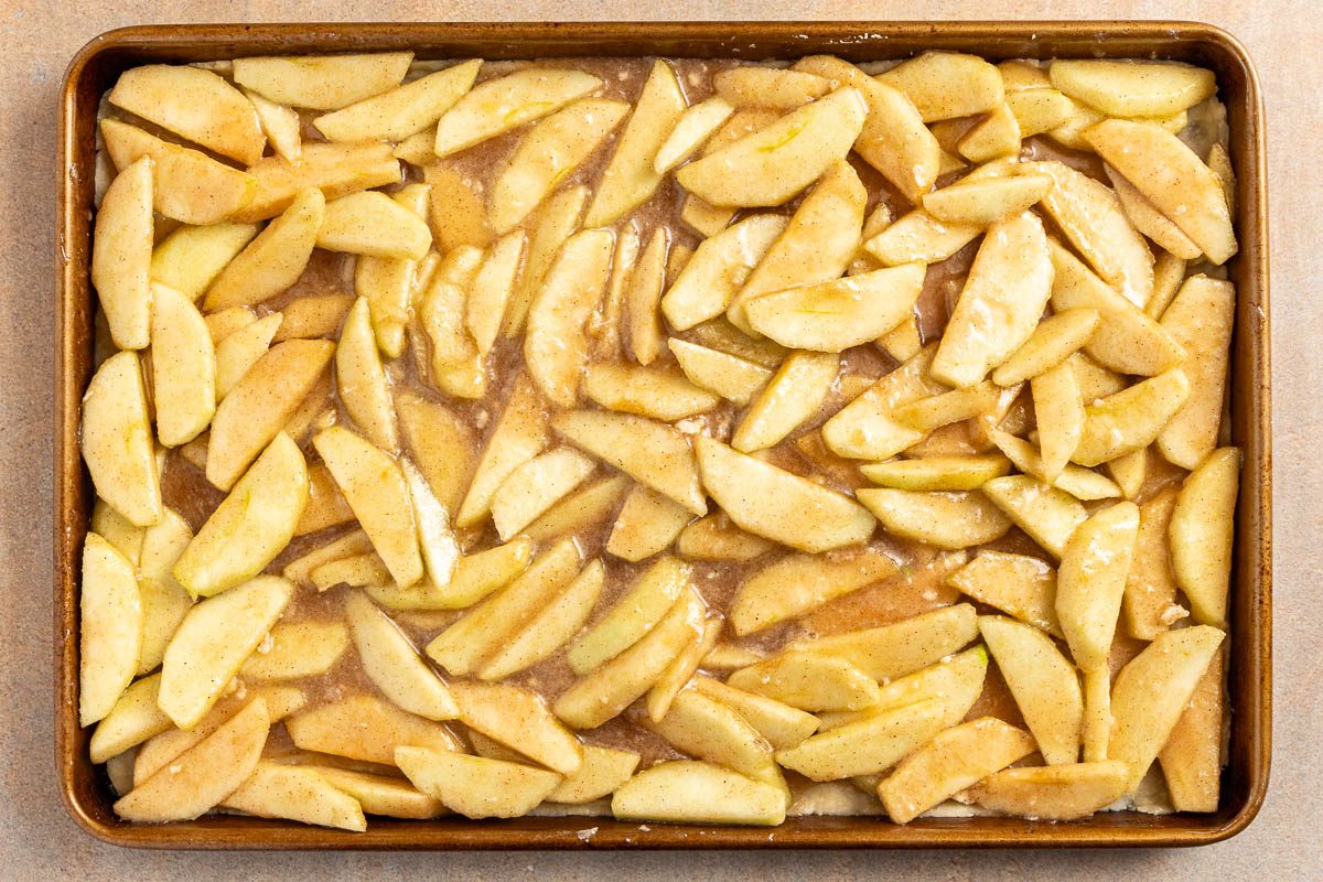 Taste of Home Apple Danish recipe photo of making the apple filling and adding it to the pastry.