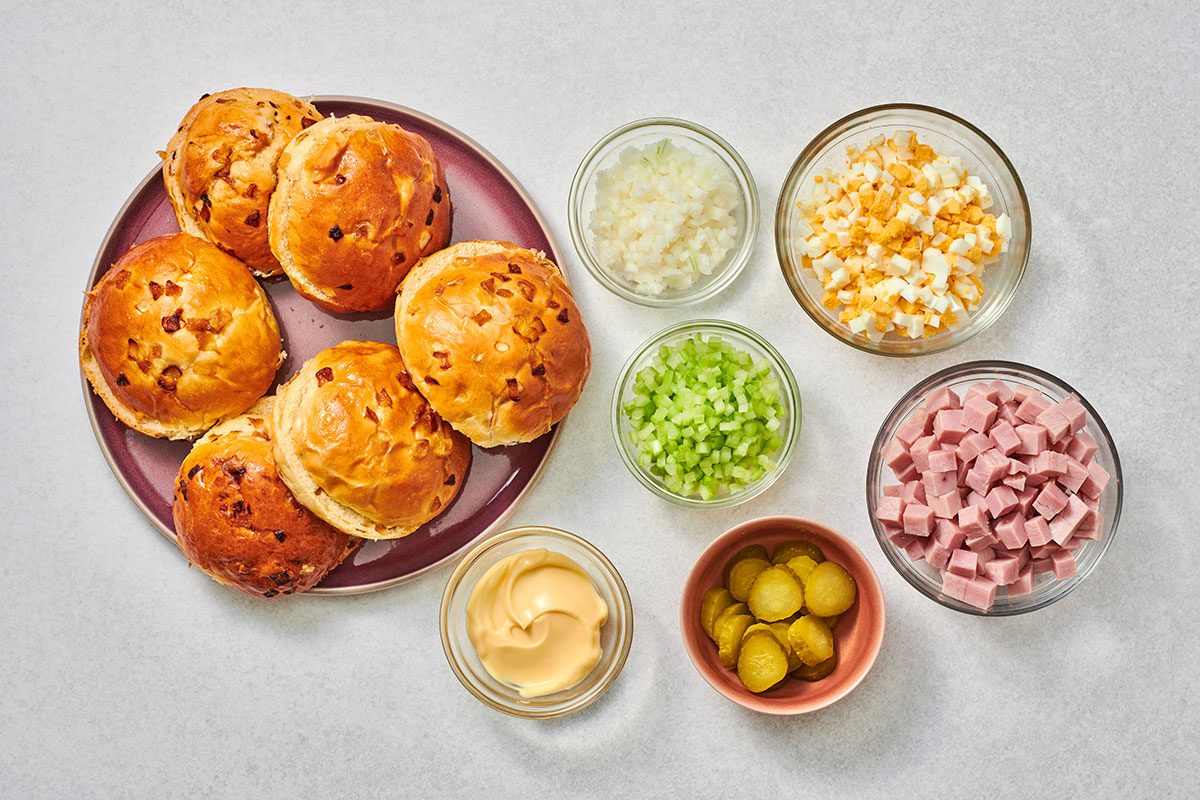 Ingredients for Grandma s Baked Ham Salad Sandwiches 