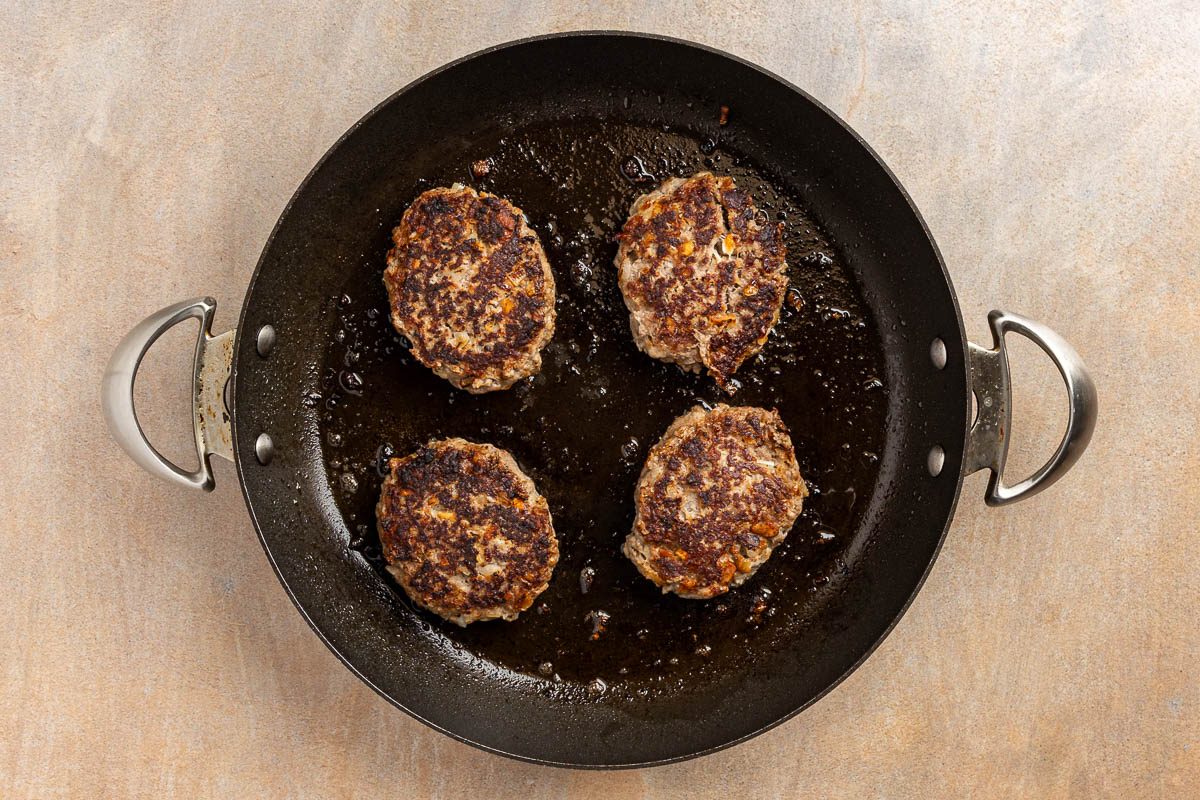 Taste of Home Old Fashioned Salisbury Steak recipe photo of the cooked patties.