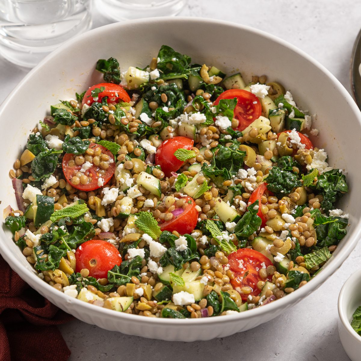 Lentil Salad Inside Serving Bowl