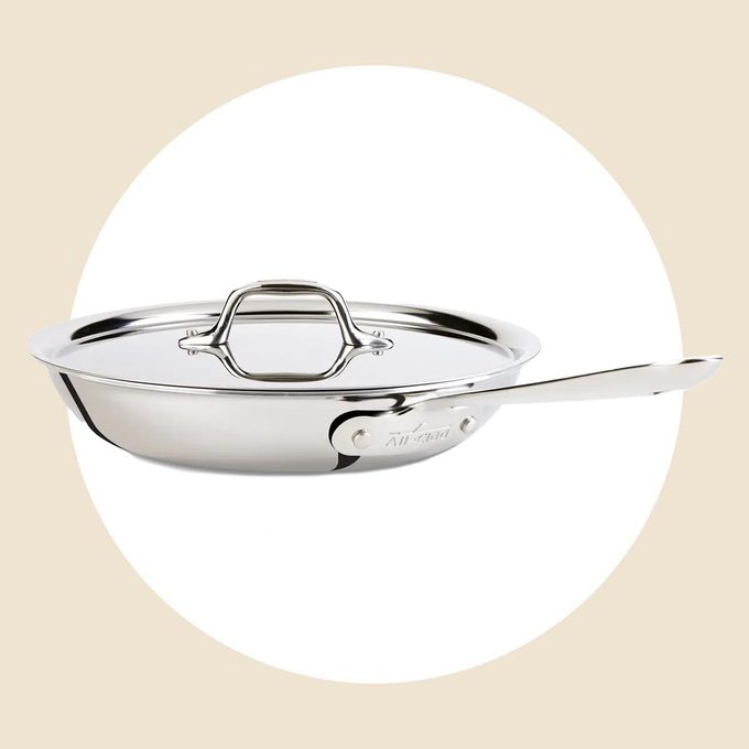 All Clad stainless steel frying pan with lid