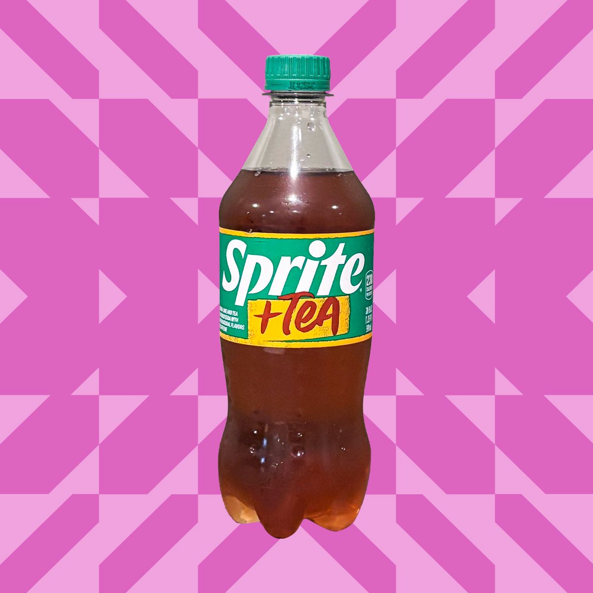 Sprite + Tea drink on pink patterned background