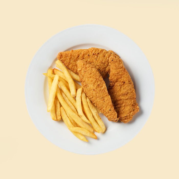 IKEA's chicken tenders on color background