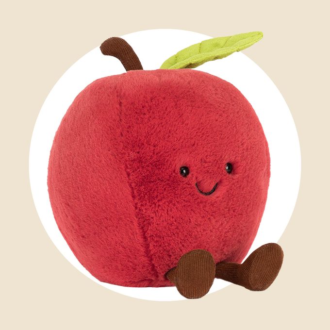 Apple Jellycat toy product placed in a white circle background