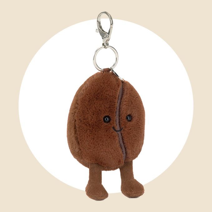 Coffee Bean Bag Charm toy product placed in a white circle background