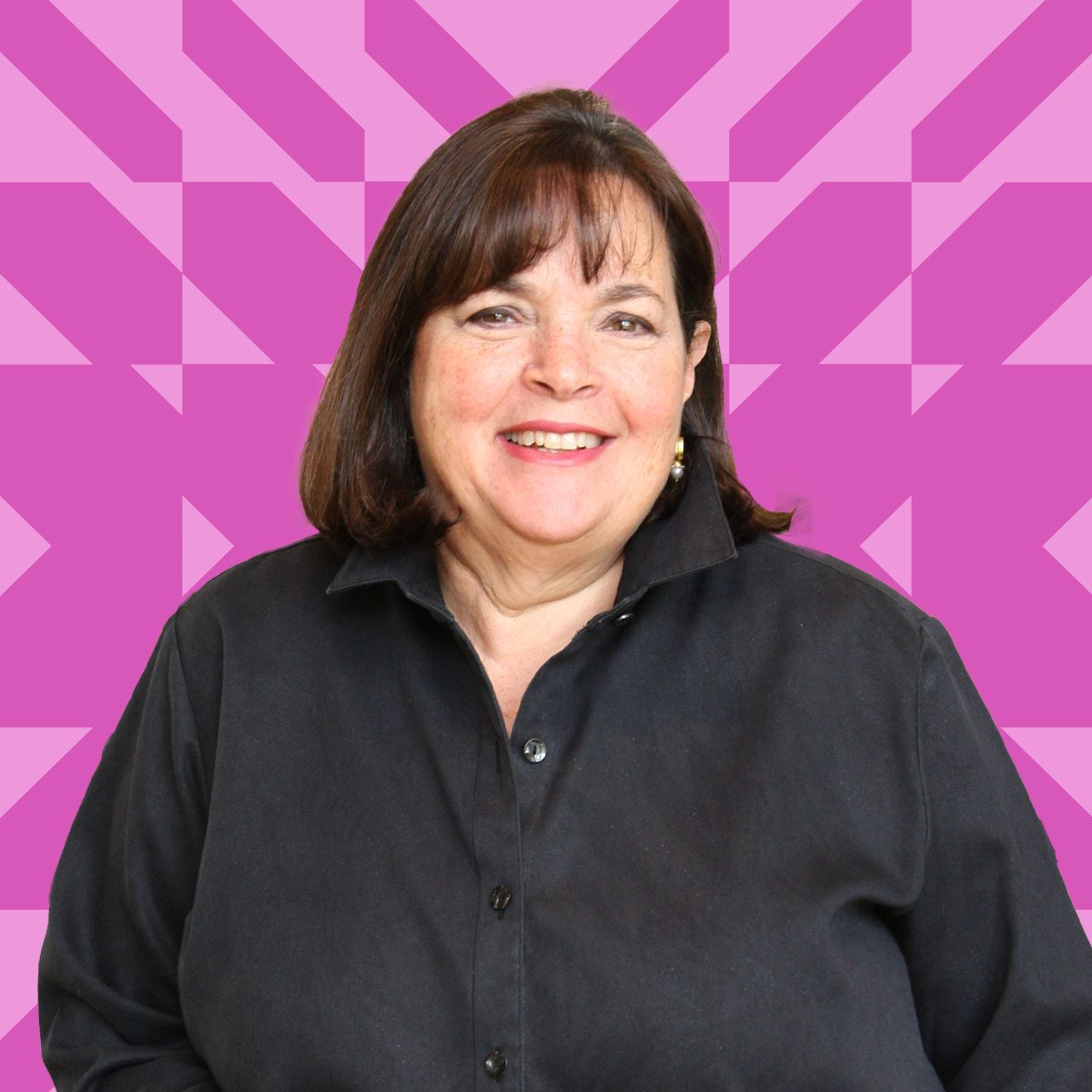 Ina Garten on pink patterned background